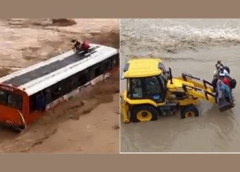 बड़ी खबर: हरिद्वार जा रही यात्रियों से भरी बस नदी में फसीं