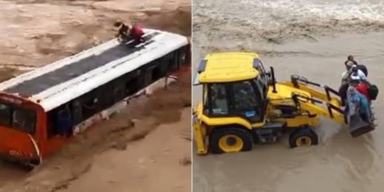 बड़ी खबर: हरिद्वार जा रही यात्रियों से भरी बस नदी में फसीं