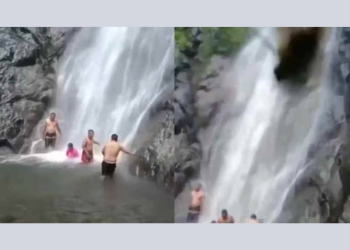 लापरवाही : भरी बरसात में झरने के नीचे नहाने पर गंभीर हादसा होते-होते बचा