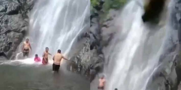 लापरवाही : भरी बरसात में झरने के नीचे नहाने पर गंभीर हादसा होते-होते बचा