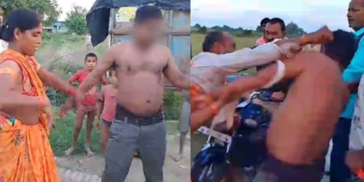 ताजपोशी : महिला ने की जम कर नेताजी की धुनाई, मचा हंगामा…….