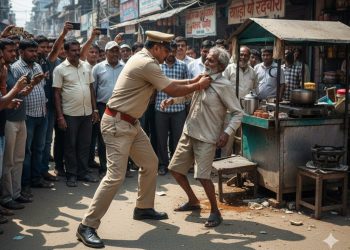दरोगा की दादागिरी : चाय वाले को पकड़कर घसीटा, पुलिस ने सफाई में कहा कि खोखे वाले ने गाली दी