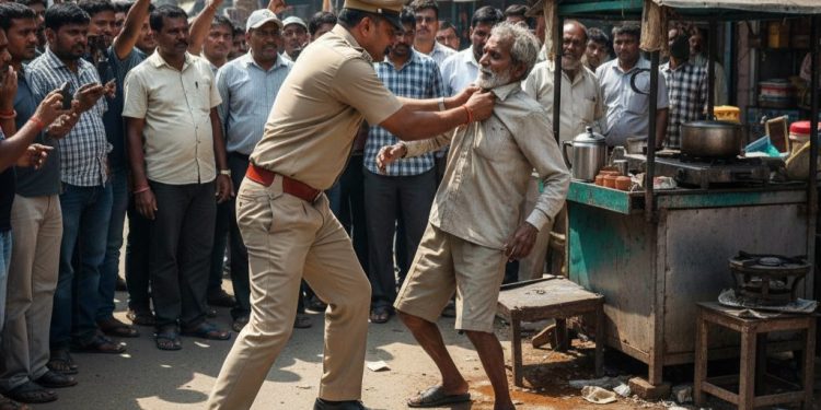 दरोगा की दादागिरी : चाय वाले को पकड़कर घसीटा, पुलिस ने सफाई में कहा कि खोखे वाले ने गाली दी