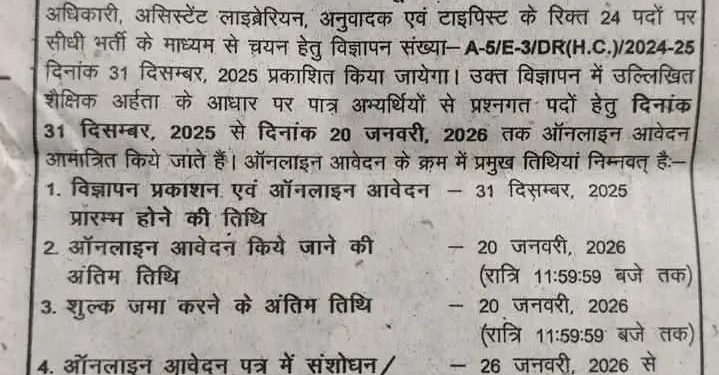 शिक्षित बेरोजगारों के लिए बड़ी खबर : ‘समूह ग’ के अंतर्गत निकली इन पदों पर भर्ती, जल्द करें आवेदन