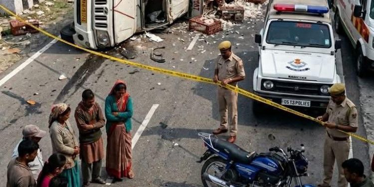 दुखद : पिकअप वाहन ने युवक को मारी टक्कर, मौके पर की मौत, पलटा वाहन